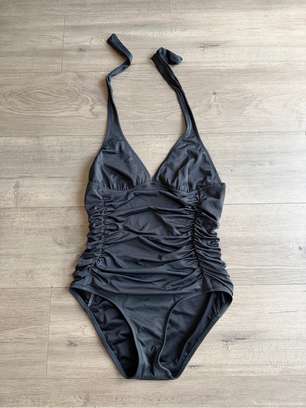 J. Crew Classic Black Halter Ruched One-Piece Swimsuit - size 8